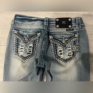 Miss Me Light Blue Boot Cut Jeans with Embellished Pockets